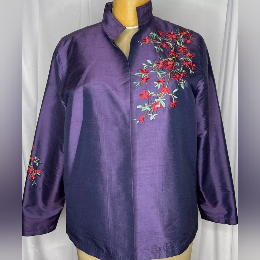 Coldwater Creek - Silk Jacket - Red Flowers 🌸 - XXL
